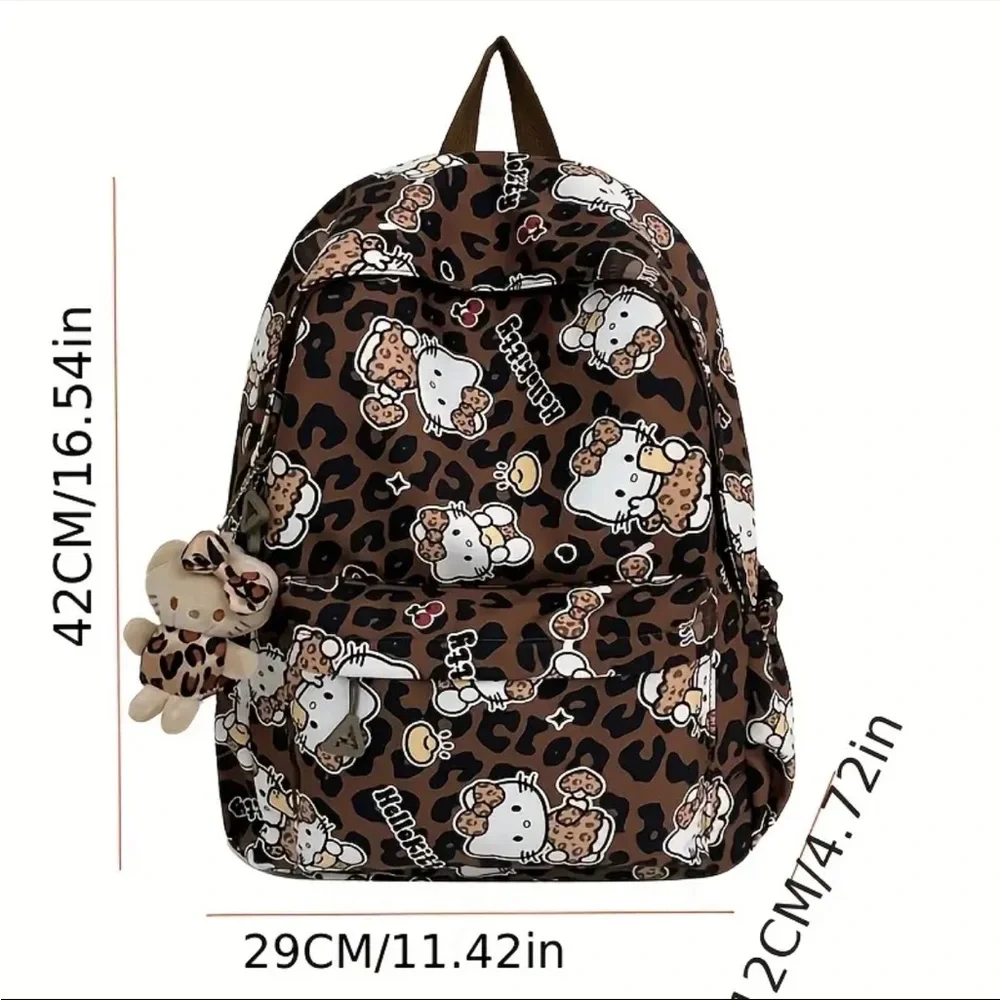 🆕 Hello Kitty - Sanrio - Brown Leopard Print Backpack - NIB